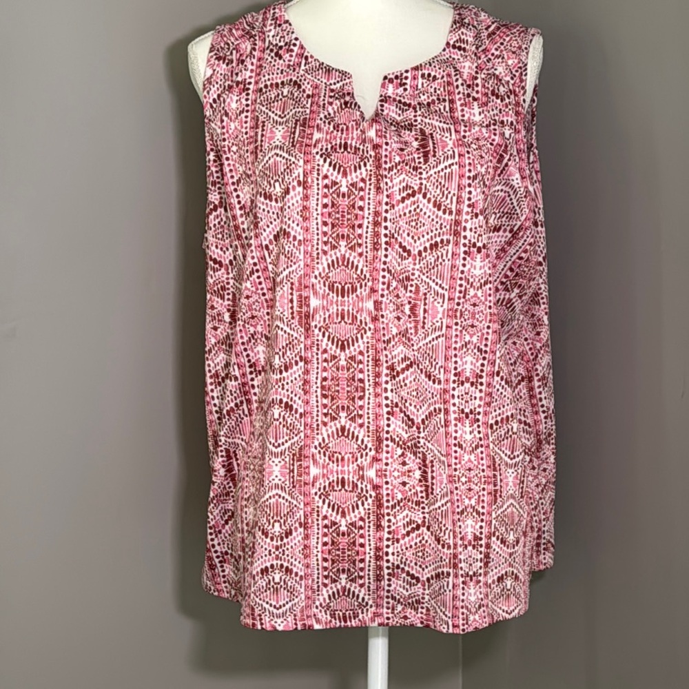 Sleeveless Pink Patterned Women's Top